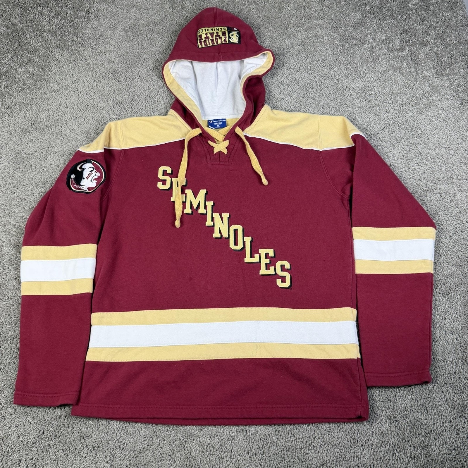 Florida State Seminoles Sweatshirt Mens M Red Champion Ncaa Football Hooded